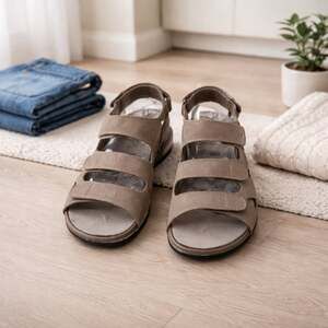 Propét Breeze Walker Leather Triple Strap Sandals Taupe 9.5